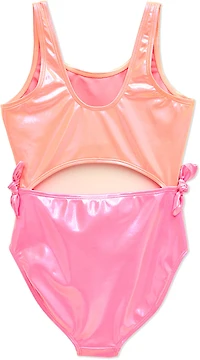 Breaking Waves Girls’ Shiny One Piece Swimsuit