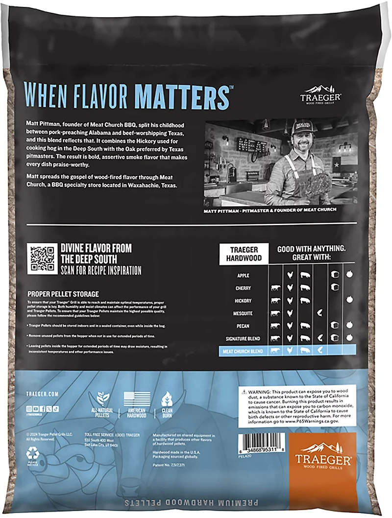 Traeger Meat Church BBQ 20 lb Blend Wood Pellet Bag
