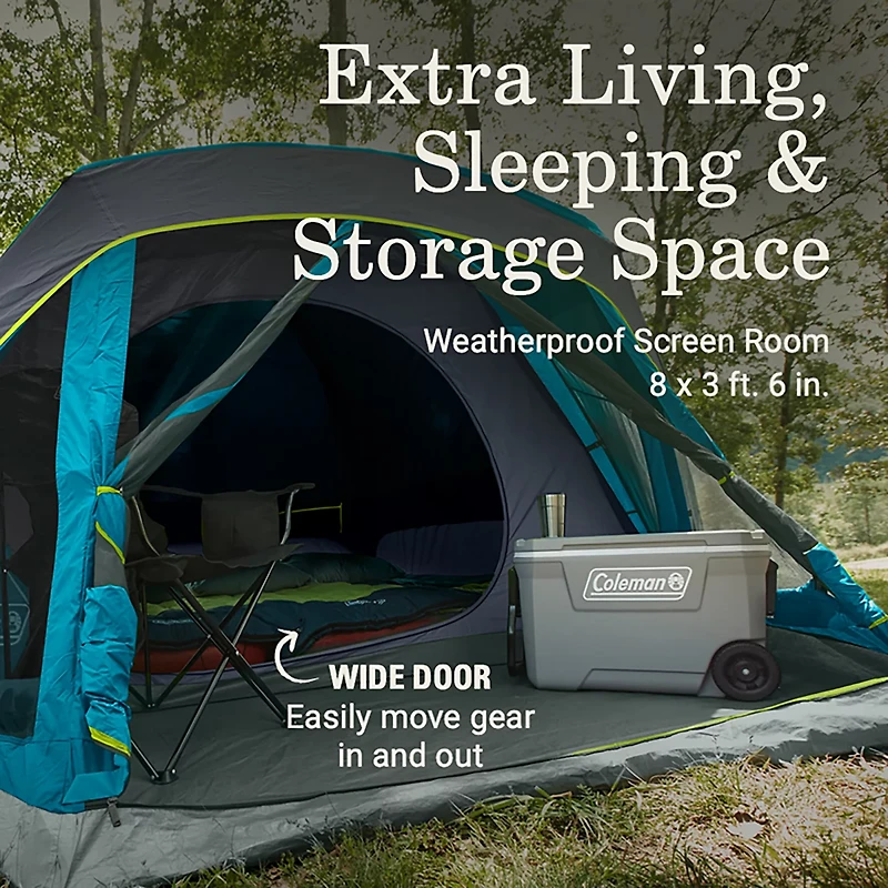 Coleman Skydome 4-Person Screen Room Camping Tent with Dark Room Technology