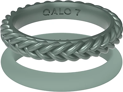 QALO Women's Braid And Classic 2-Stack Ring