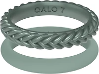 QALO Women's Braid And Classic 2-Stack Ring