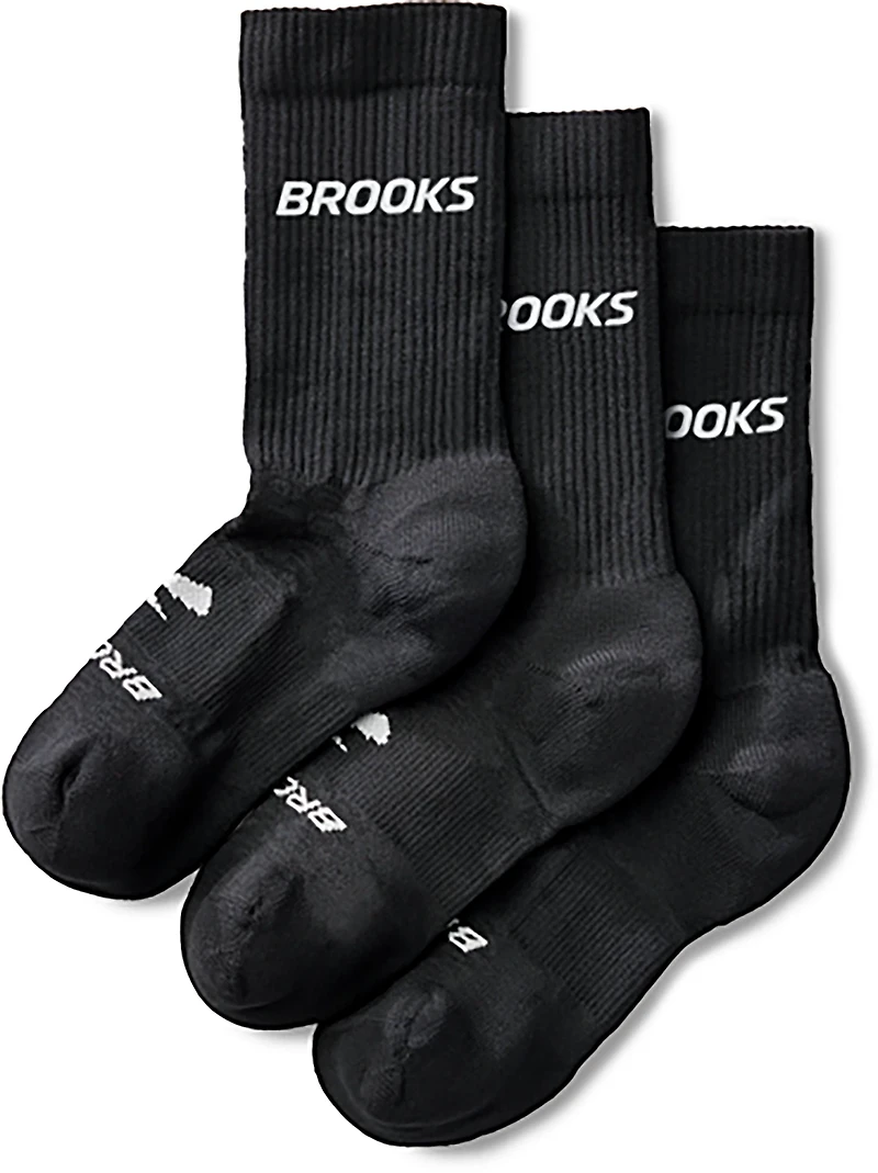 Brooks Run 3 Pack Crew Socks