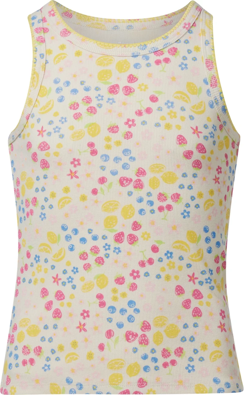 BCG Girls’ Blanket Stitch Printed Rib Tank