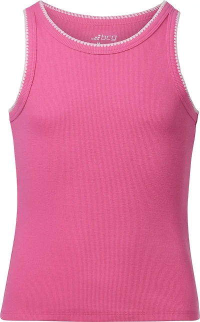 BCG Girls' Blanket Stitch Rib Tank