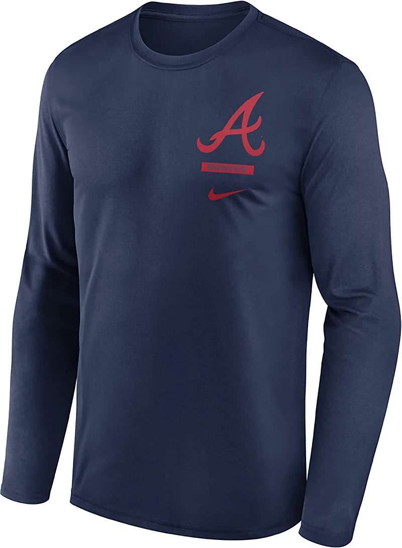 Nike Men's Atlanta Braves Primetime 2 Hit Legend Long Sleeve Graphic T-shirt