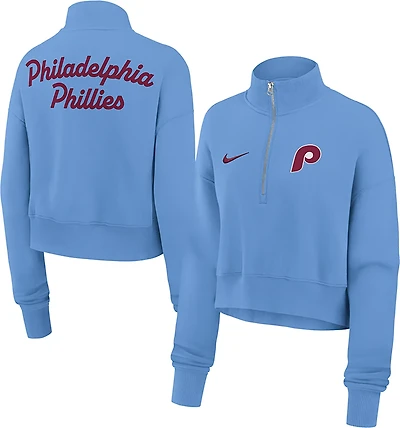 Nike Women's Philadelphia Phillies 1/2 Zip Cropped Fleece Pullover