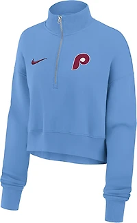 Nike Women's Philadelphia Phillies 1/2 Zip Cropped Fleece Pullover