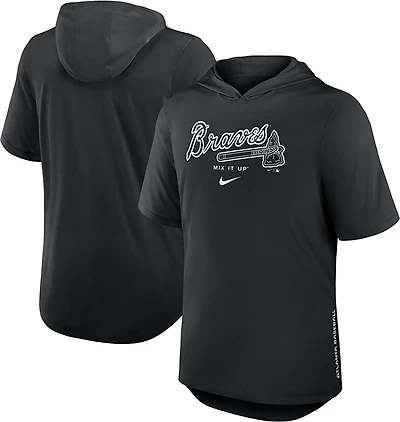 Nike Men's Atlanta Braves Primetime Arched Wordmark Short Sleeve Hoodie