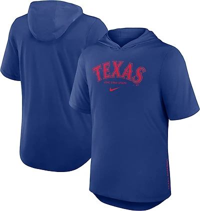 Nike Men's Texas Rangers Primetime Arched Wordmark Short Sleeve Hoodie