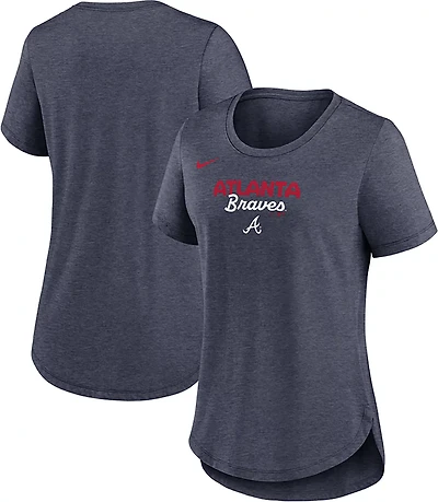 Nike Women's Braves Primetime Arched Wordmark Triblend T-shirt