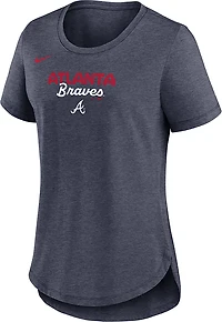 Nike Women's Braves Primetime Arched Wordmark Triblend T-shirt
