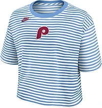Nike Women's Phillies Cooperstown Striped Crop T-shirt