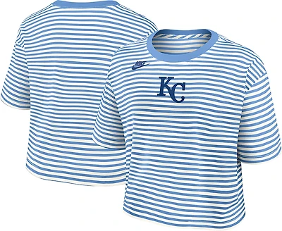 Nike Women's Royals Cooperstown Striped Crop T-shirt
