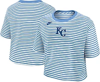 Nike Women's Royals Cooperstown Striped Crop T-shirt