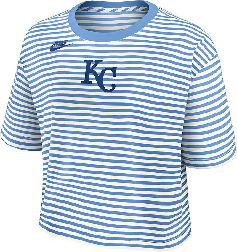 Nike Women's Royals Cooperstown Striped Crop T-shirt