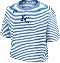 Nike Women's Royals Cooperstown Striped Crop T-shirt