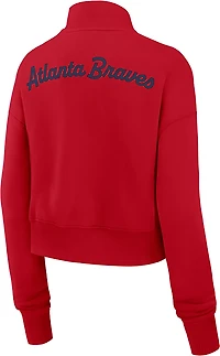 Nike Women's Atlanta Braves Phoenix 1/2-Zip Cropped Long Sleeve Fleece Pullover