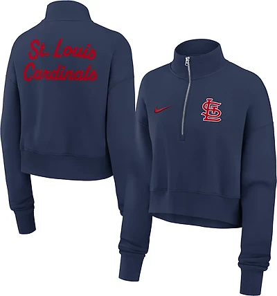 Nike Women's St. Louis Cardinals Phoenix 1/2-Zip Cropped Long Sleeve Fleece Pullover
