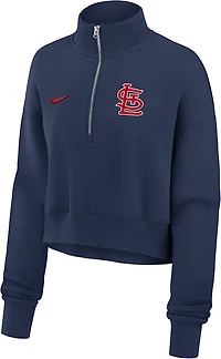 Nike Women's St. Louis Cardinals Phoenix 1/2-Zip Cropped Long Sleeve Fleece Pullover