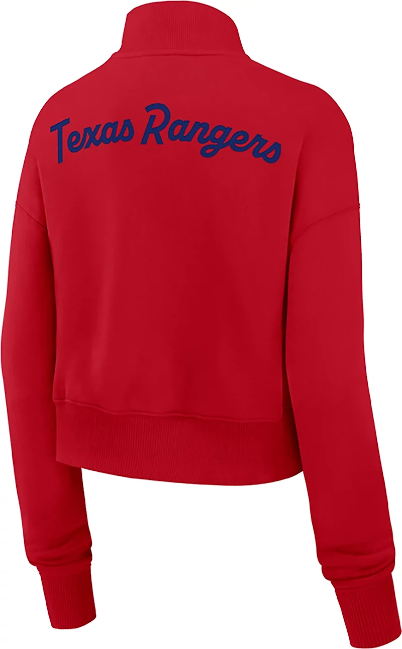 Nike Women's Texas Rangers Phoenix 1/2-Zip Cropped Long Sleeve Fleece Pullover