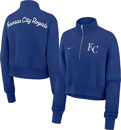 Nike Women's Kansas City Royals Phoenix 1/2-Zip Cropped Long Sleeve Fleece Pullover