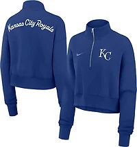 Nike Women's Kansas City Royals Phoenix 1/2-Zip Cropped Long Sleeve Fleece Pullover