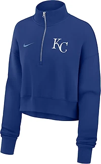 Nike Women's Kansas City Royals Phoenix 1/2-Zip Cropped Long Sleeve Fleece Pullover
