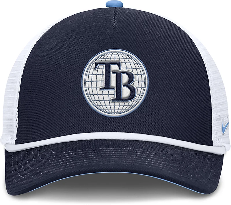 Nike Men's Tampa Bay Rays Primetime Rise Dri-FIT Structured 5-Panel Trucker Cap