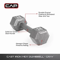 CAP Barbell 25 Lb. Solid Hex Dumbbell – Single