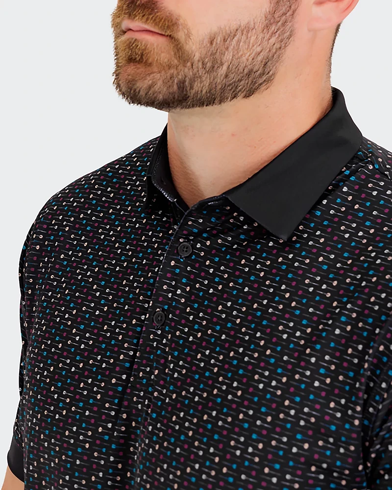 Waggle Golf Men's Throwing Darts Polo Shirt