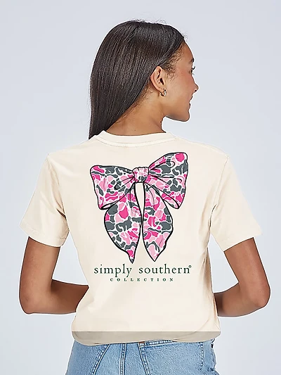 Simply Southern Women's Camo Bow Short Sleeve T-shirt