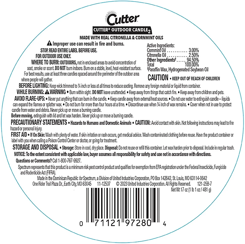 Cutter Citronella Candle