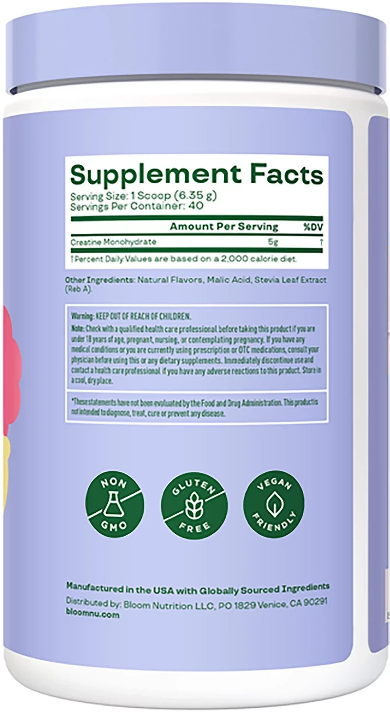 Bloom Nutrition Unflavored 7.3 oz Creatine Monohydrate