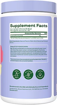 Bloom Nutrition Unflavored 7.3 oz Creatine Monohydrate