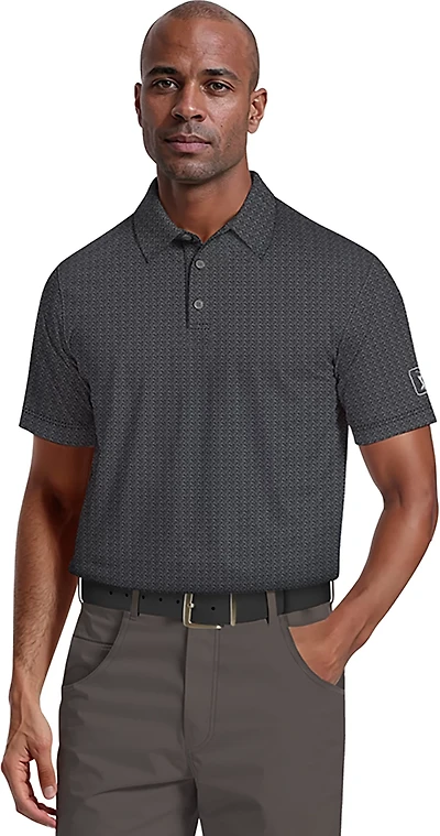 PGA Tour Men's Short Sleeve Golf Flag Geo Essential Printed Polo