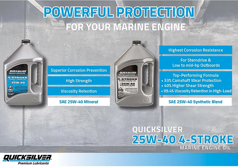 Quicksilver 25W-40 4-Stroke Synthetic Blend Marine Engine Oil 1 Gallon