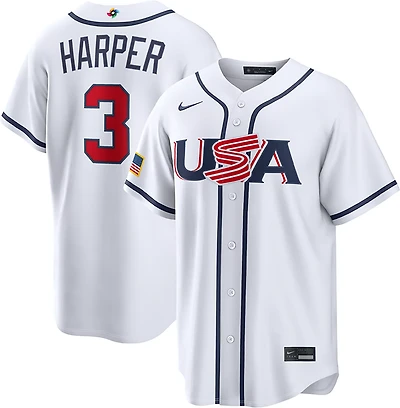 Nike Men's USA B. Harper World Baseball Classic Home Stadium Player N&N Jersey