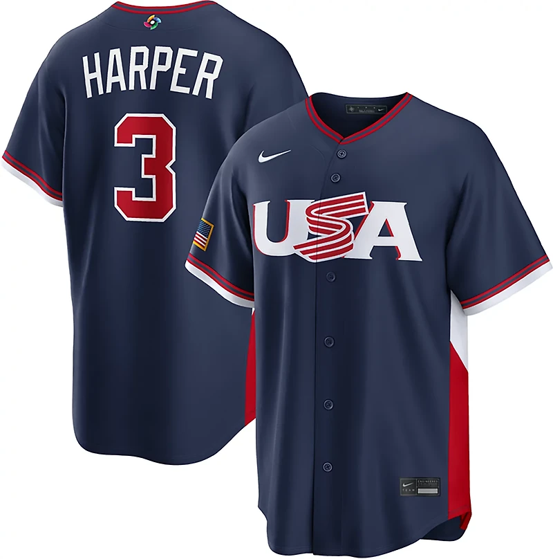 Nike Men's USA B. Harper World Baseball Classic Road Stadium Player N&N Jersey