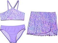 O'Rageous Girls' Animal Spectrum Halter Bikini Set with Skirt Coverup