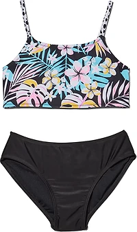 O'Rageous Girls' Midnight the Tropics and Dotty Cheetah Reversible 2-Piece Swimsuit