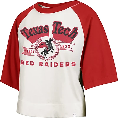 47 Women's Texas Tech Infield Shift Raglan Crop T-shirt