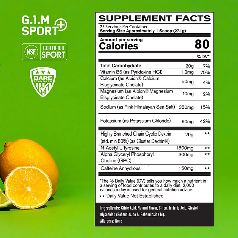 BPN Bare Performance Nutrition G.1.M Sport+ Pre-Workout - 25 servings
