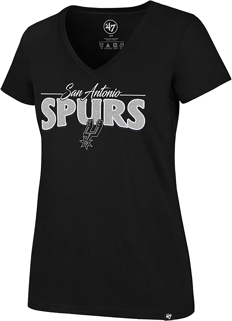 '47 Women's San Antonio Spurs Glimmer on Ultra Rival V-neck T-shirt