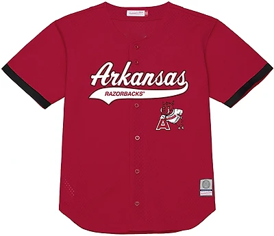 Mitchell & Ness Men’s University of Arkansas Mesh Button Front Baseball Jersey