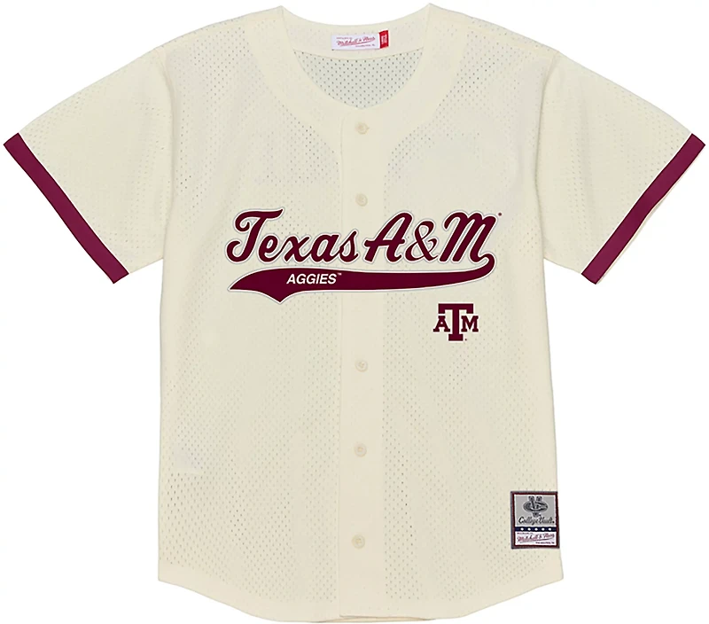 Mitchell & Ness Men’s Texas A&M University Mesh Button Front Baseball Jersey