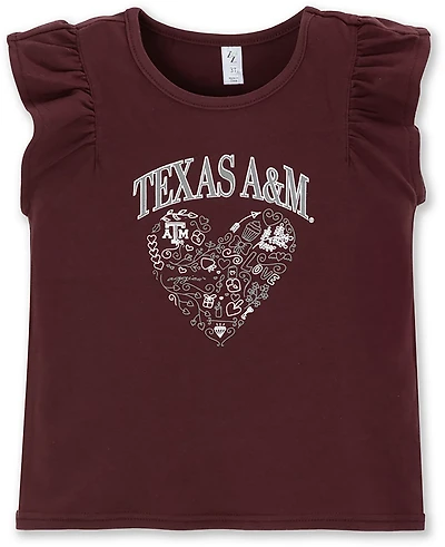 ZooZatz Toddlers' Texas A&M Ladybug Ruffle Sleeve T-shirt