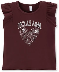 ZooZatz Toddlers' Texas A&M Ladybug Ruffle Sleeve T-shirt