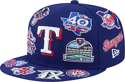 New Era Men's Texas Rangers Allover Logo 9FIFTY Cap