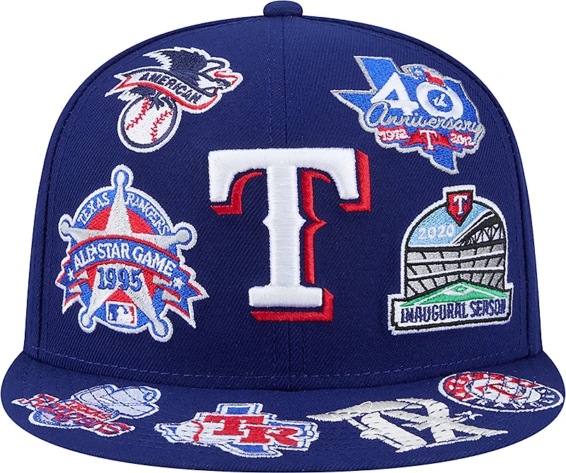 New Era Men's Texas Rangers Allover Logo 9FIFTY Cap