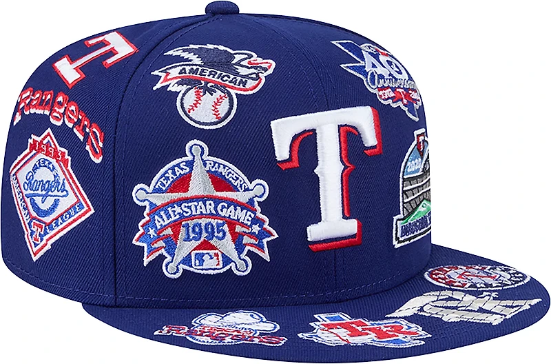 New Era Men's Texas Rangers Allover Logo 9FIFTY Cap